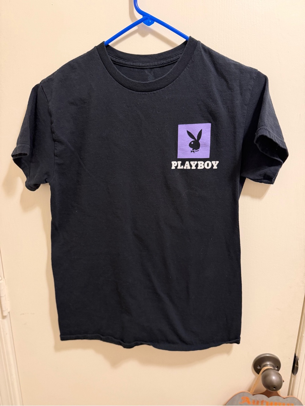 Playboy  unisex Black T-Shirt with Purple Logo